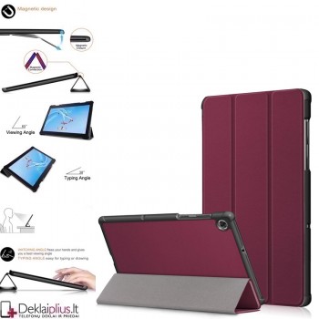 Dirbtinės odos atverčiamas dėklas planšetei - bordo spalvos( Lenovo Tab M10 10.3/M10 Plus (X606F) Dirbtinės odos atverčiamas dėklas planšetei - bordo spalvos( Lenovo Tab M10 10.3/M10 Plus (X606F)
